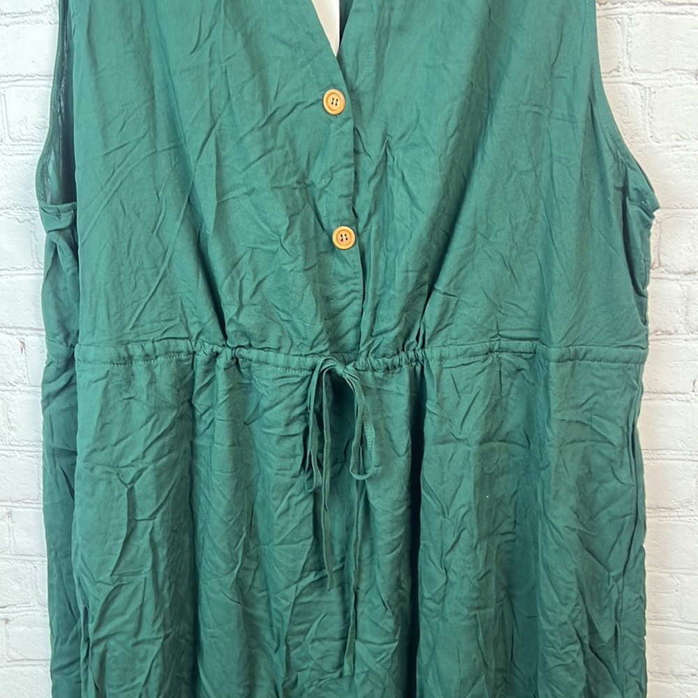 BloomChic Green Sleeveless Button Front Tie Waist Dress Plus Size 12 & 22/24 3X - Picture 4 of 6
